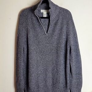 H&M cotton marled chunky knit quarter zip pullover sweater